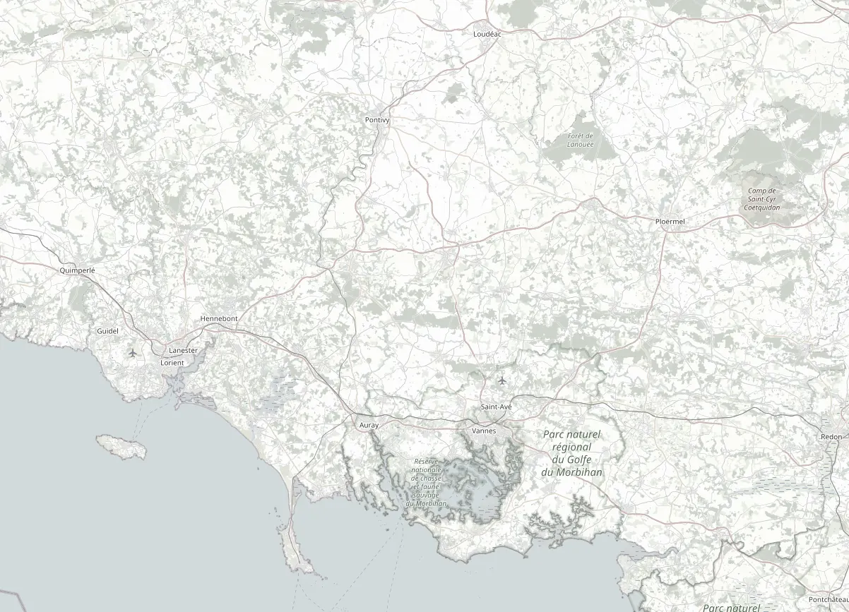Carte du Morbihan situant les stations de mesure